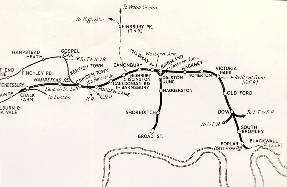 In 1898 the ticket machines like the one above were in use at Hackney, Homerton, Victoria Park, Old Ford and Bow stations. A penny in each slot bought a 3rd class return ticket between any two stations on the network. You had to get up early to use the workmen’s tickets.