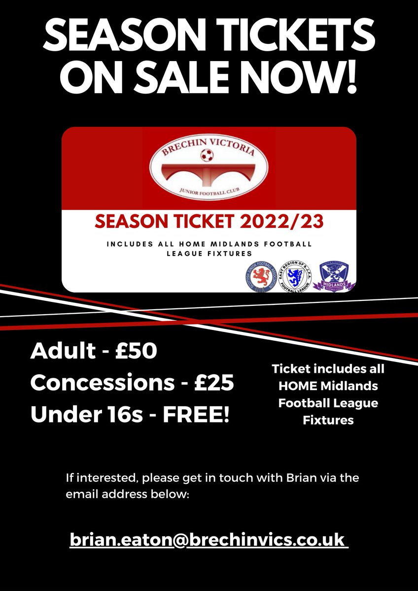BrechinVics's tweet photo. SEASON TICKETS ON SALE NOW!

Delighted to announce that our season tickets are now ready to purchase and at fantastic prices!

We are also allowing all Under 16's FREE ENTRY to all home matches for season 2022-23.

Retweet to help us reach as many fans as possible!

#wearevics https://t.co/1iO9D4VWNh