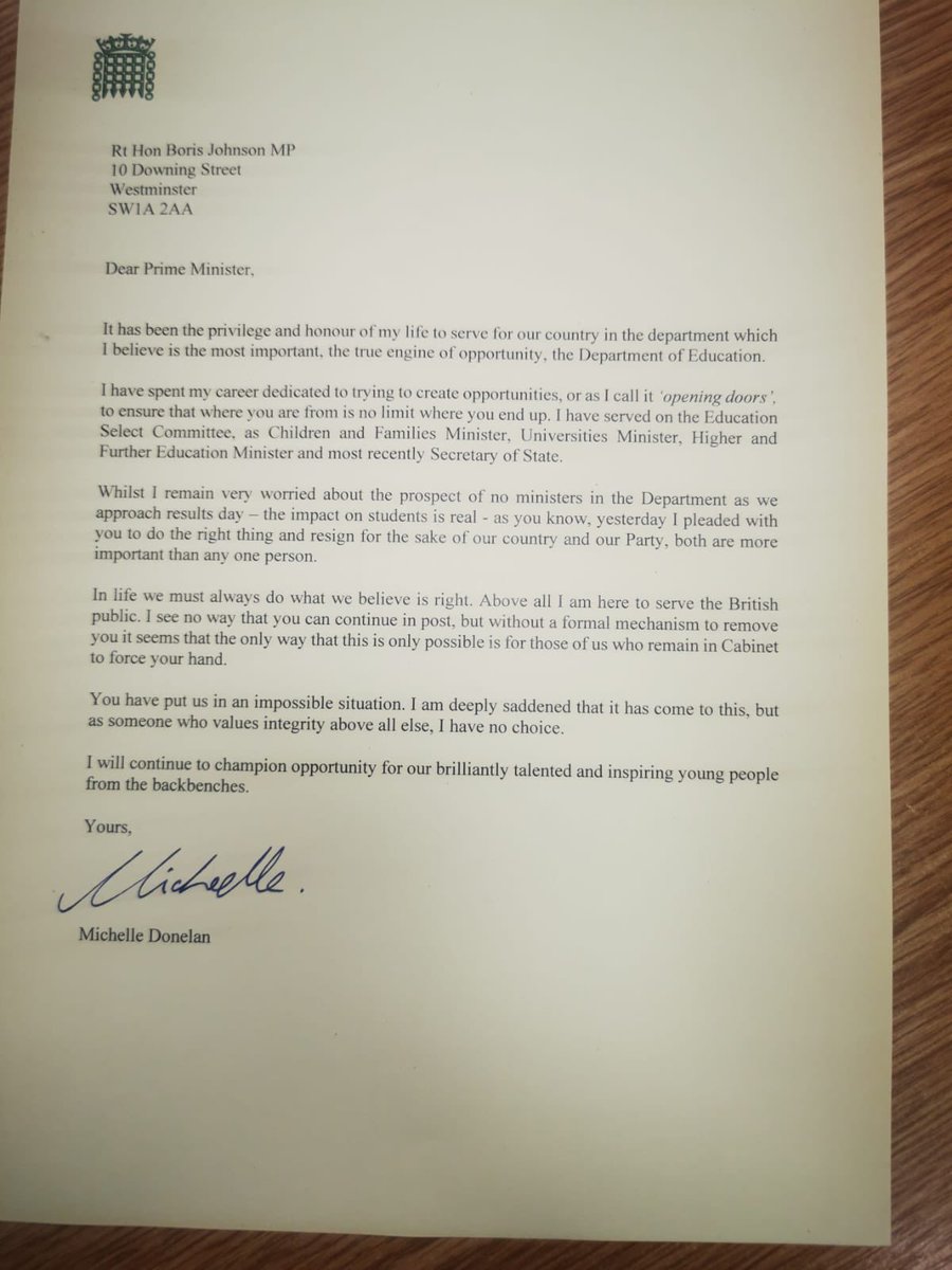 With great sadness I must resign from government.