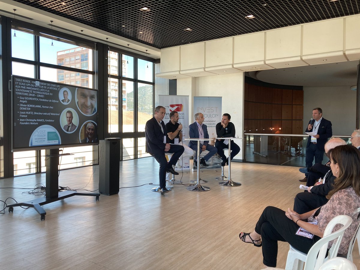 TVT_Innovation's tweet photo. [Invest in Toulon] 📣 Première table ronde avec Défense Angels, @Demeter_im, @FoundersDAO_ et Waterland : Financement des startups et PME innovantes dans la Défense. #2RSD #investintoulon https://t.co/obs7WtchBa