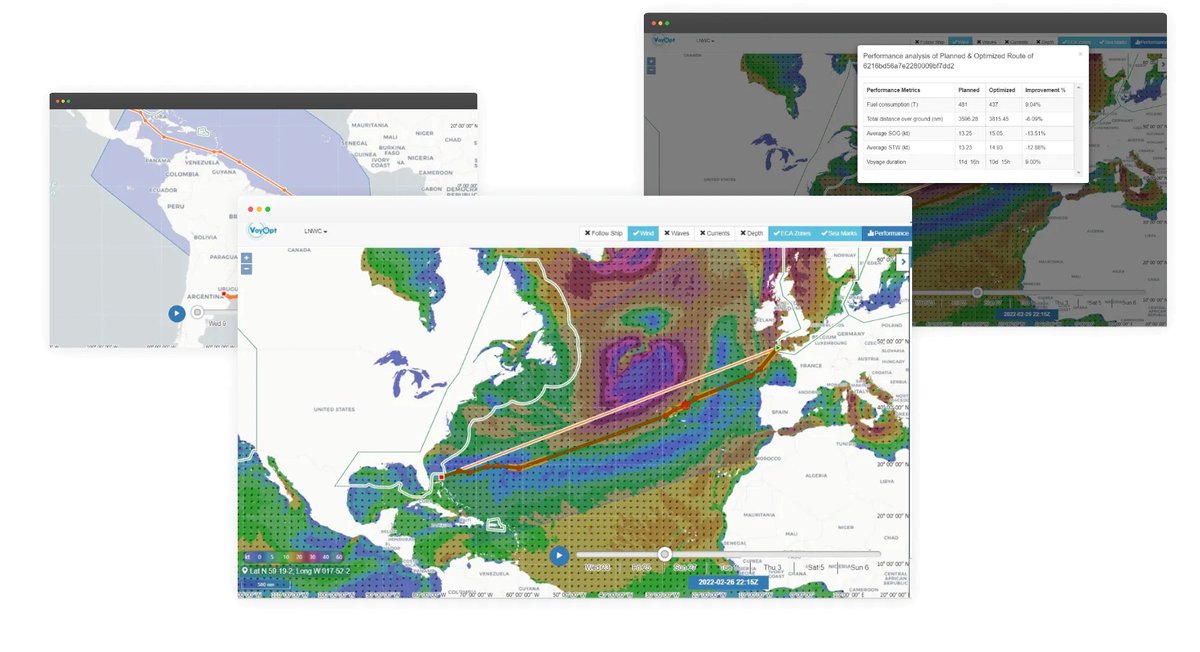 OffshoreNav's tweet photo. The VoyOpt™  technology combines critical ship-specific parameters – sailing speed, GPS /AIS position, engine parameters, drift, loading condition etc. – with real-time weather and metocean observations. 

https://t.co/BZmR2IxiSR 

#maritime #routeoptimization #automation https://t.co/9WkjxotoMA