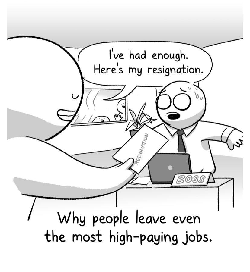 So why do people leave the most high paid jobs? For a better job? More money? Lack of development? Lack of recognition? Toxic culture? Poor leadership? What would you add to the list? p.s. this is not a political post! honest! thewokesalaryman.com/2022/02/11/why… #leadership #NewJob