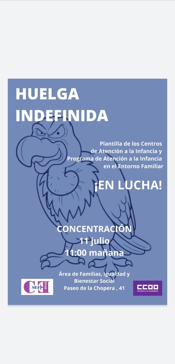 PostHuelgaG5's tweet photo. Compañeras y compañeros mil gracias por el apoyo a las #huelgagrupo5. El lunes está convocada la primera concentración 👇🏼, y desde @Grupo5AyGsocial nos piden 50% de servicios mínimos‼ por lo que os invitamos a uniros y que se nos escuche  Difusión📢📢📢
#huelgaporlainfancia https://t.co/IbXq8EtR28