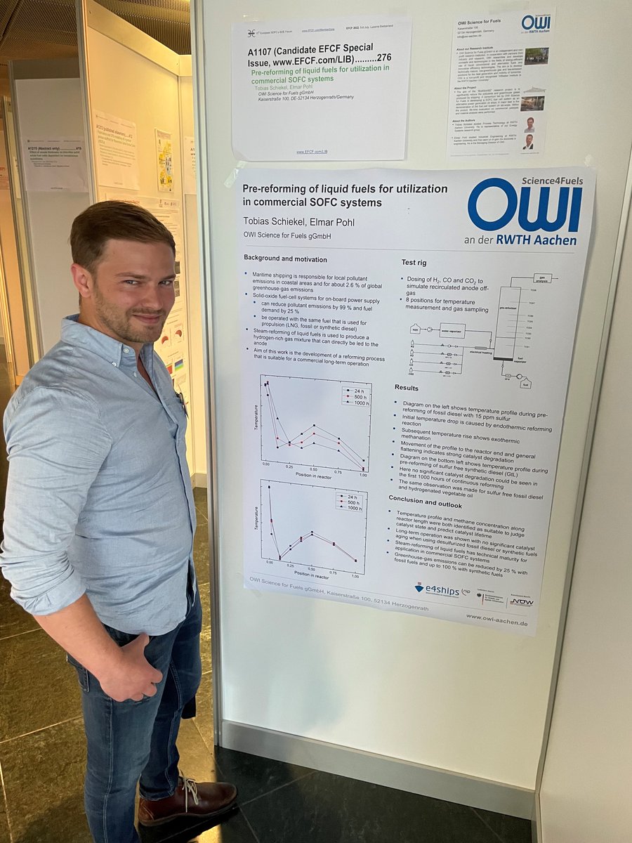 OWI_Aachen's tweet image. Presenting degradation behavior of pre-reforming #catalysts for liquid fueled #maritime #SOFC power plants @EFCForum. #EFCF2022 #MultiSchIBZ #e4ships