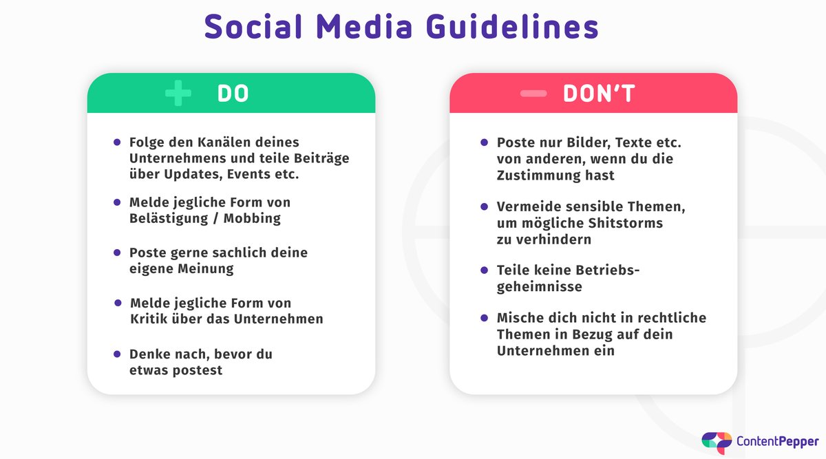 Contentpepper's tweet photo. Social Media Guidelines sind kein nice-to-have für Unternehmen, sondern wichtig, damit sie rechtlich immer auf der sicheren Seite sind. Mehr auf unserem Blog. 
https://t.co/dy1eUup5Il https://t.co/akbkbMpVw0