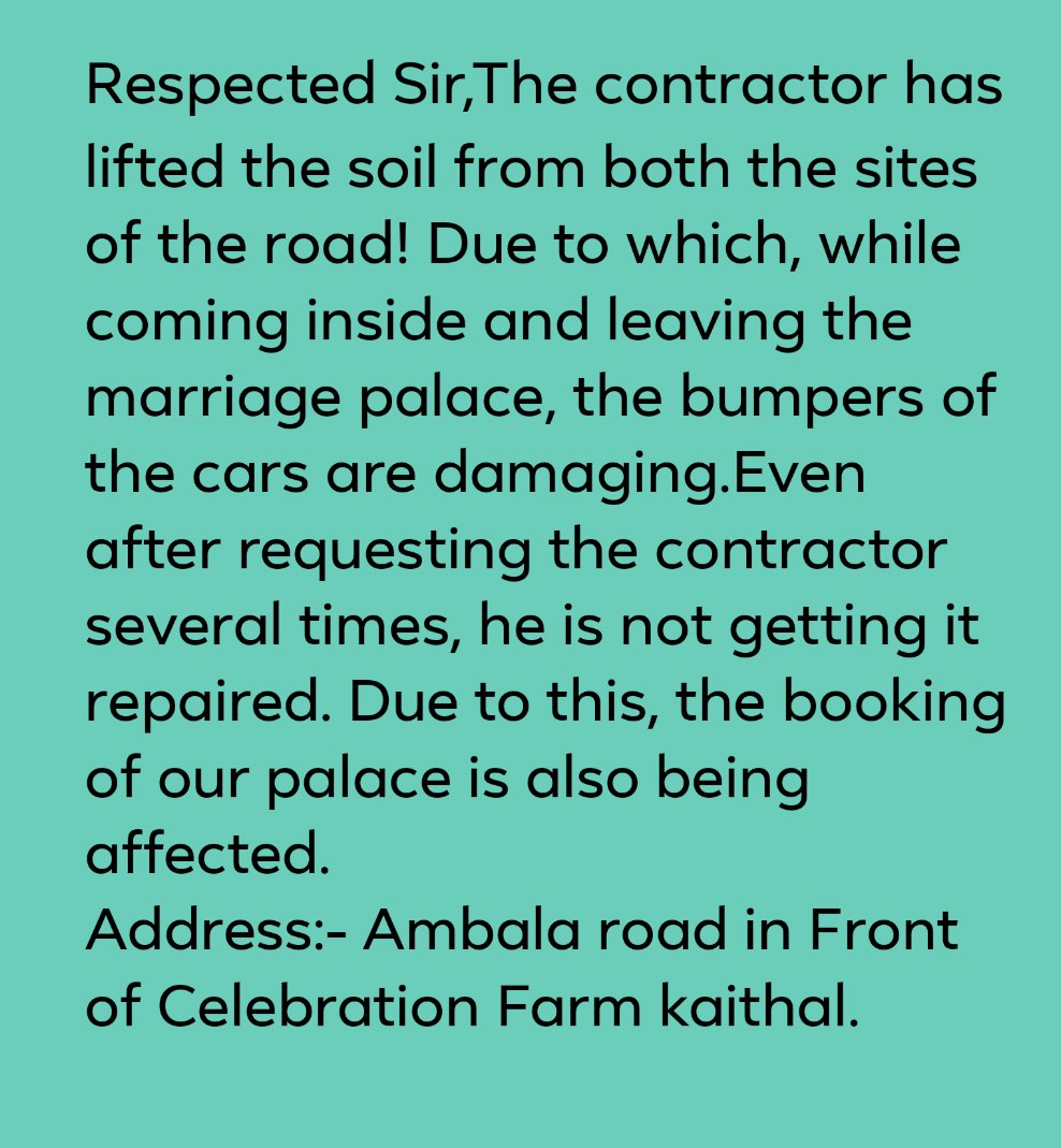 amitsaini2014's tweet photo. @sepwdkaithal @dckaithal @HaryanaPwd @anilvijminister @cmohry Respected Sir,The contractor has lifted the soil from both the sites of the road! Due to which, while coming inside and leaving the marriage palace, the bumpers of the cars are damaging. https://t.co/z2KLCBBCbP