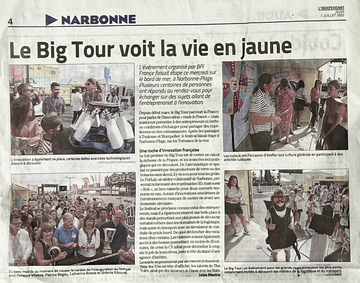 patricebegay's tweet photo. Une ruche d'innovation française s'est emparée de la dernière étape du #bigtour en @Occitanie.A @villedenarbonne,toutes les communautés font preuve de dynamisme et de passion dans leur travail quotidien.1,211 M de personnes ont suivi l'étape en digital.▶️ https://t.co/Cu5pla0Ptk https://t.co/i2tVLN0z5d