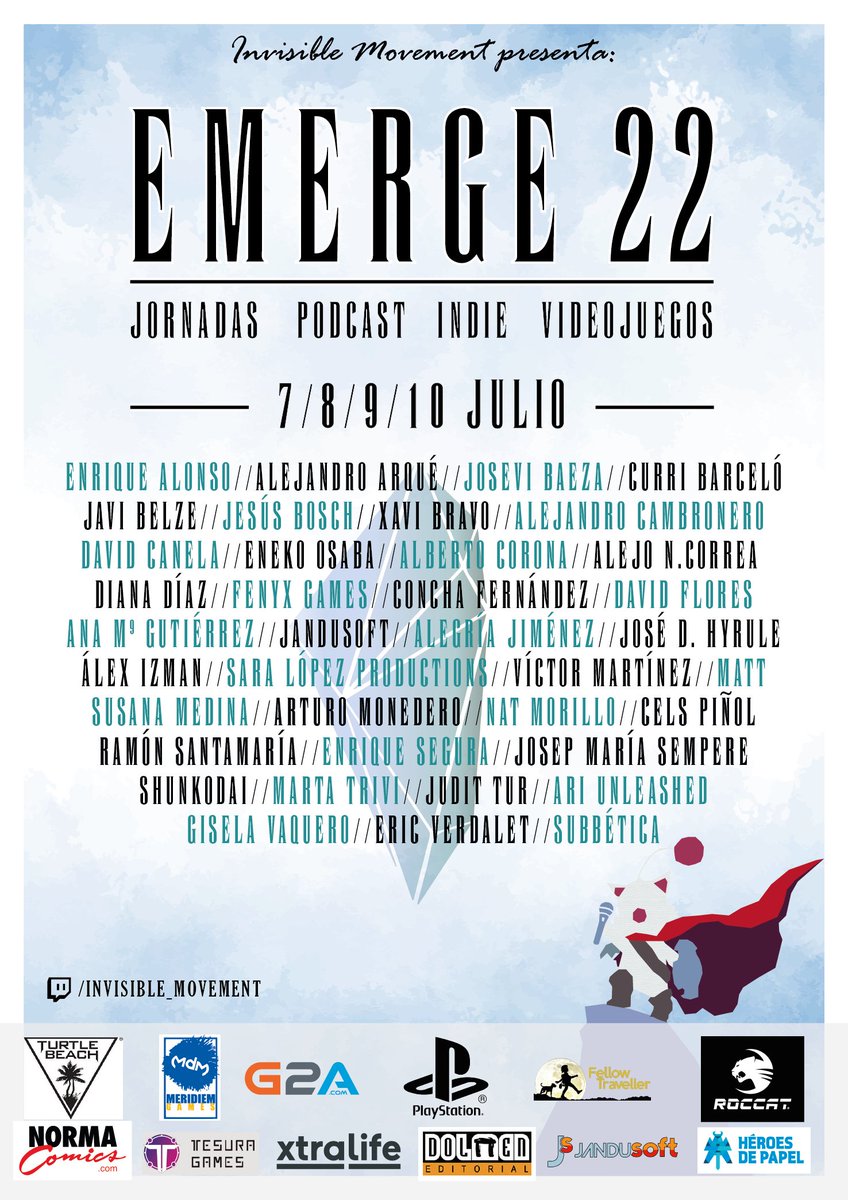 invisiblemov's tweet photo. Hoy empieza Emerge 22 así que nada mejor que presentaros el cartel definitivo, con sus participantes y sus patrocinadores. #Emerge22 https://t.co/Gvg3MJLe16