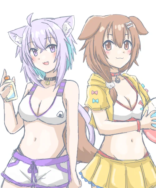 Holo Summer!🐱🐶✨
#できたてころね
#絵かゆ
#おかころ 