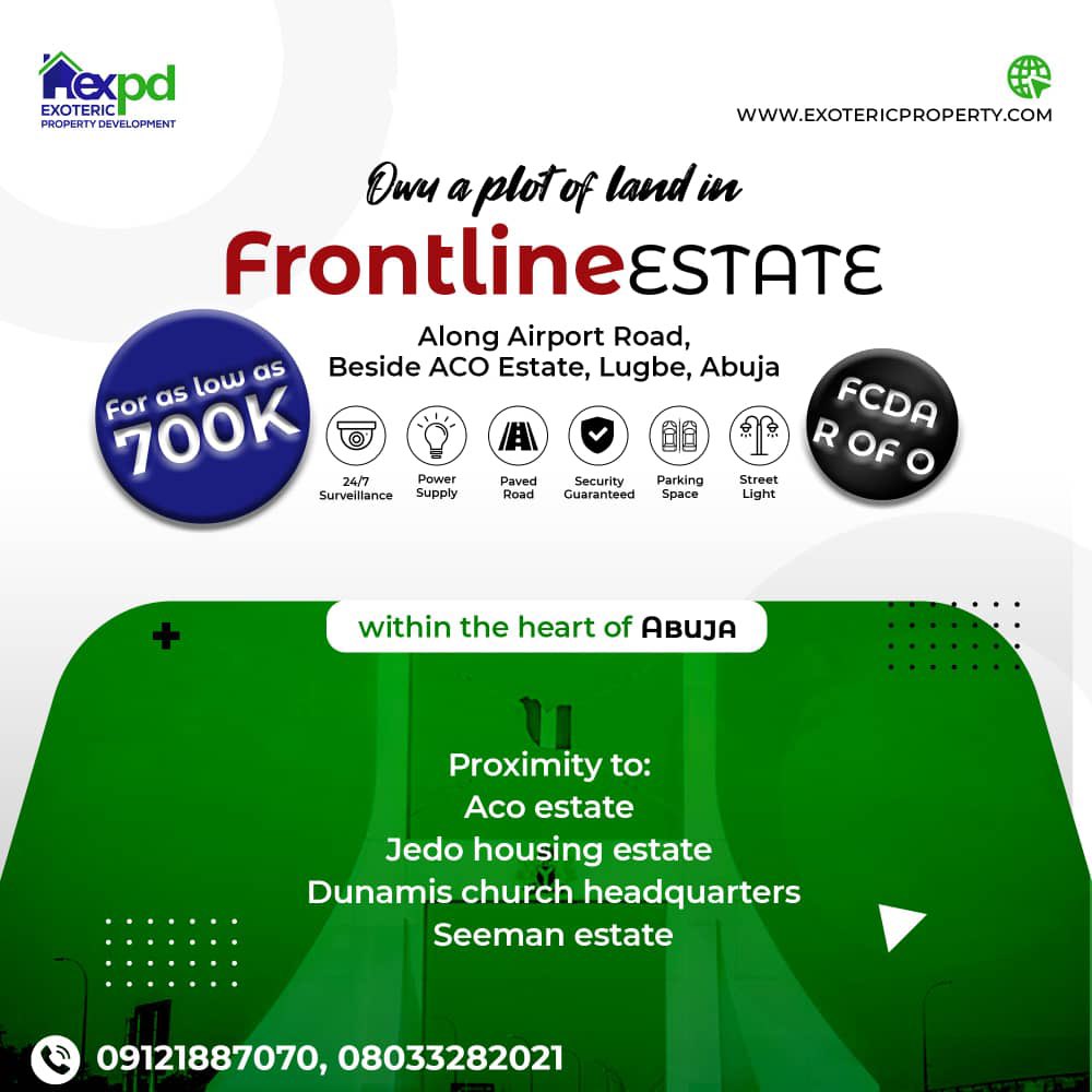 officialtomi1's tweet photo. Own a plot in abuja with @Exotericpro today. For more info call, 09121887070, 08033282021 https://t.co/u6CNSwEHCZ