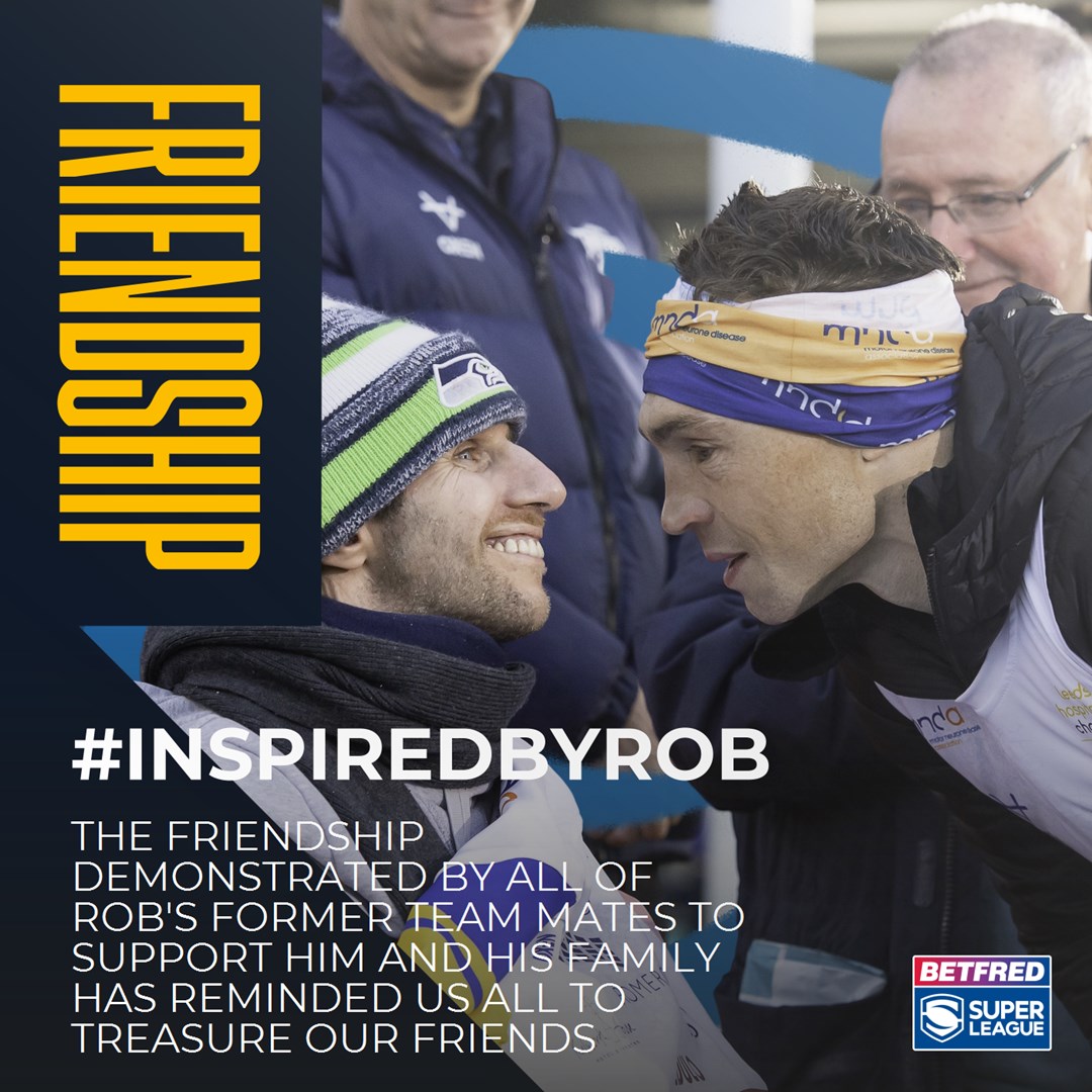 leedsrhinos's tweet photo. Today is Rob Burrow Day and throughout the day we will be celebrating the ways in which Rob continues to inspire us all, first up is 𝐟𝐫𝐢𝐞𝐧𝐝𝐬𝐡𝐢𝐩 - the support that Rob and his family have received from everyone reminds us how important our friends are #InspiredByRob https://t.co/2aVwHrcp8K