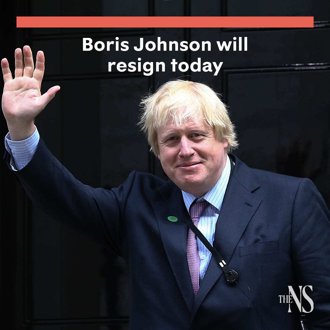 NewStatesman's tweet photo. "Johnson’s political career has ended in humiliation and a desperate attempt to cling to power." 

"His support among the party had evaporated. Fifty-three resignations have left the country without a functioning government."

What happens now? @freddiejh8 explains 👇