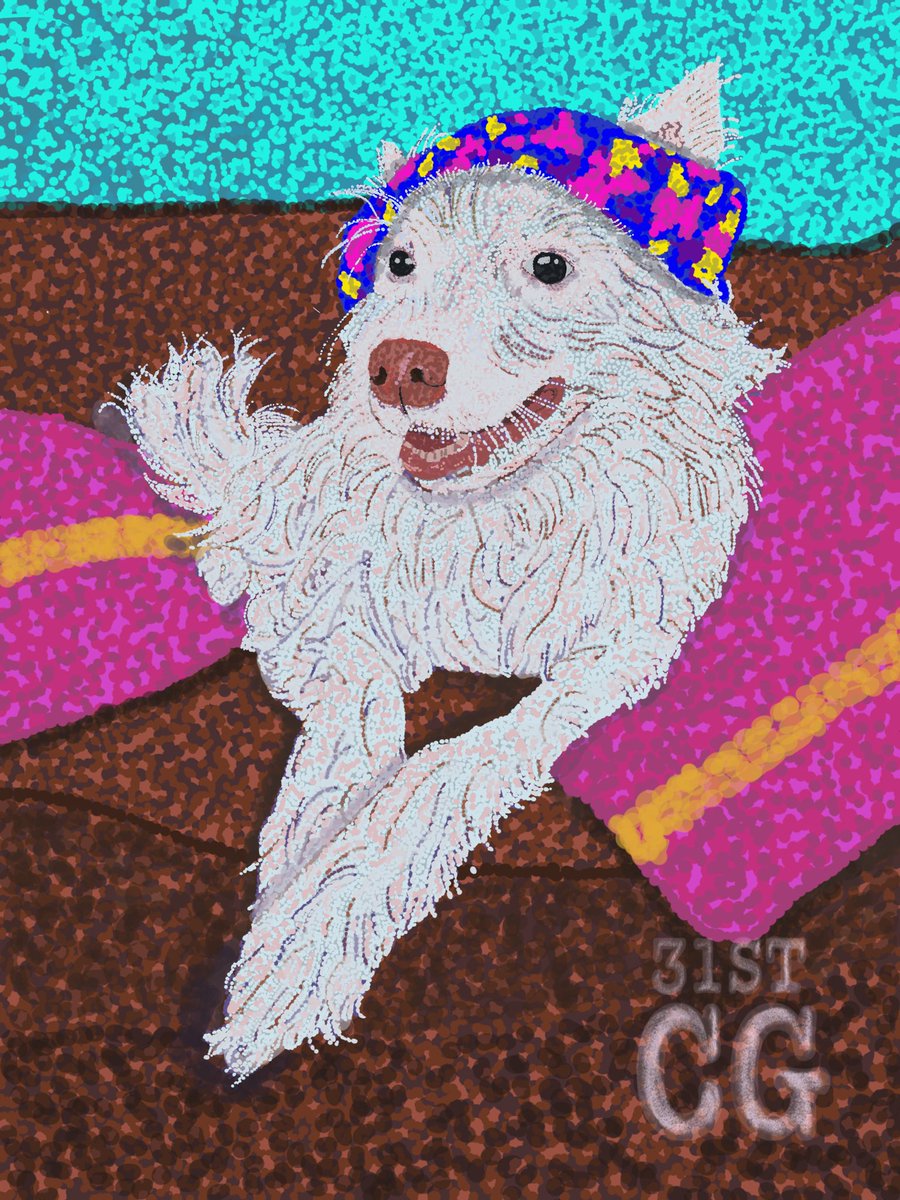 31stcenturygal's tweet photo. Tiny and her favorite brown sofa on #pointillisim
#procreate #artph https://t.co/LeKCrXfqCN