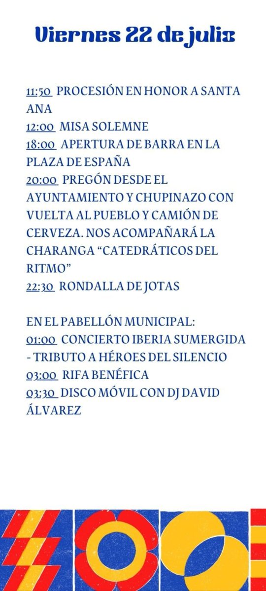 Comisionbrea22's tweet photo. ¡¡¡Buenos días brean@s!!! 

Ya se van acercando nuestras fiestas de Santa Ana y os traemos el progama de las fiestas con todos los actos que hemos preparado para volver a disfrutar todos juntos después de dos años.

Ya empieza la cuenta atrás...
🎉🎉 https://t.co/1kwUBHh5o5