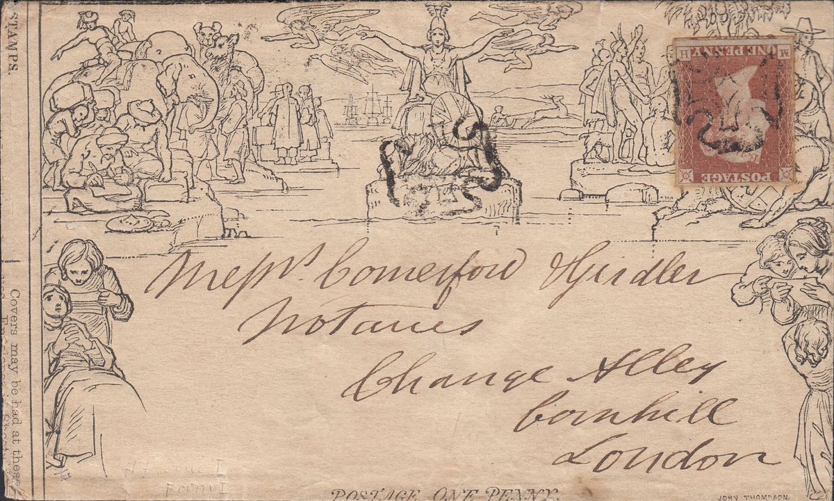 1841 1d #Mulready wrapper #Dudley to #London with uprated with 1d red plate 9 (SG7). On reverse Dudley date stamp OC 13 1841 and London receiver 14 OC 1841. #philately  #stampcollecting #stamps #philatelic #stampcollector #postalhistory #lookfortheshield #queenvictoria