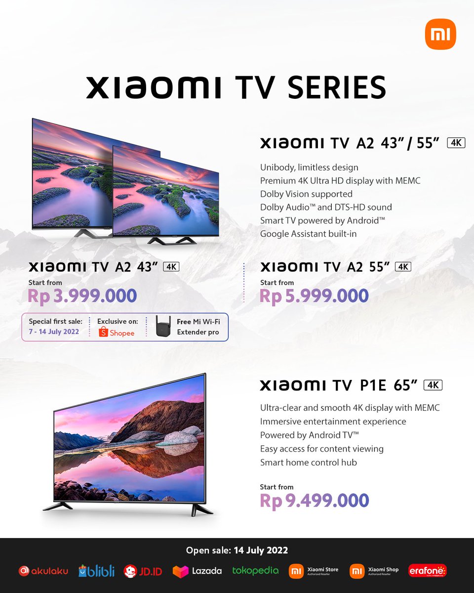 XiaomiIndonesia's tweet photo. Siap move on ke TV Digital bareng Xiaomi TV? 

Ikutan GIVEAWAY ini, kita ganti TV di rumah kamu ama Xiaomi TV A2 43" untuk 2 orang
Caranya:
-FOLLOW @XiaomiIndonesia
-RT &amp; LIKE tweet ini
-REPLY, siap #MoveOnkeXiaomiTV #LebihSmart SEBANYAK-BANYAKNYA + alasan kenapa harus move on ? https://t.co/X00ARAox3p