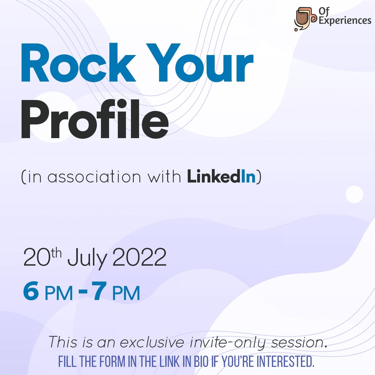 ofexperiences1's tweet photo. @ofexperiences brings you an exclusive invite-only:
Rock Your Profile session with Anuradha Kundu (Customer Success Manager &amp; @linkedin coach) from @linkedin.

If you're interested, fill the form in the link in bio.

#ofexperiences #ofex #linkedin #linkedinprofile #linkedincoach https://t.co/WhutX1mx1M