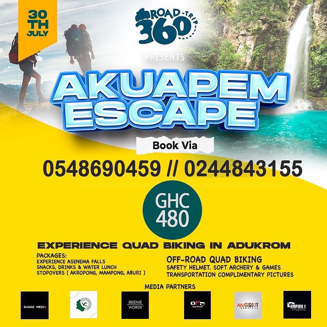 EtornamOms's tweet photo. On 30th July we are going to Experience Quad Bike 🚴 and Hiking 🥾 in Adukrom with @roadtrip360_gh @empire1_studios @BeenieWords @Volta_CAI @visit_volta
#tourghana🇬🇭 #visitvolta #experienceGhana #beyondthereturn #seeGhana
#LetsGoHiking #LetsGoBiking Book now 0244843155 https://t.co/YVeuHocmmi