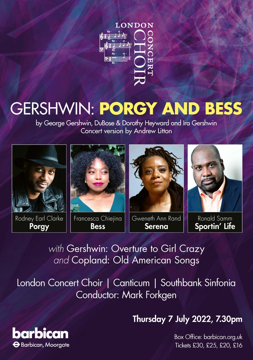 ChoirLCC's tweet photo. Meanwhile in the music world...
Tonight's the night for #Gershwin #PorgyandBess #Copland #OldAmericanSongs @BarbicanCentre
#BarbicanHall
Come and experience this live with @ChoirLCC @Canticum_Choir @SouthbankSinf Conductor #MarkForkgen https://t.co/uHYuYY2kZK