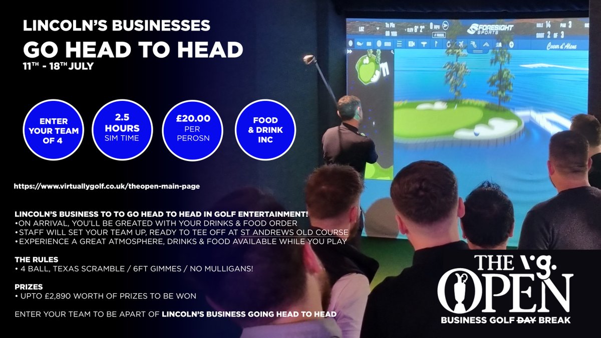 ⛳️ Club partner, <a href="/virtuallygolf/">Virtually Golf</a>, are hosting a themed week around the 150-year anniversary of <a href="/TheOpen/">The Open</a>!

Local business are invited to enter a four-ball team to virtually tackle the famous St Andrews course, with thousands of pounds worth of prizes up for grabs! ⤵️

#ImpsAsOne