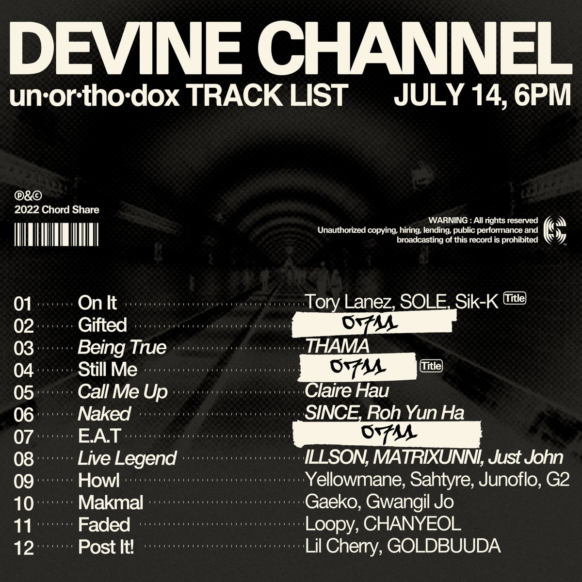chordshare_com's tweet photo. [Devine Channel]
𝟏𝐬𝐭 𝐀𝐥𝐛𝐮𝐦 'ᴜɴᴏʀᴛʜᴏᴅᴏx' Track List
𝟮𝟬𝟮𝟮.𝟬𝟳.𝟭𝟰 𝟲𝗽𝗺 (𝗞𝗦𝗧)
—
#디바인채널 #DevineChannel #unorthodox #220714_6pm #코드쉐어 #ChordShare https://t.co/MxDnmlW8xZ