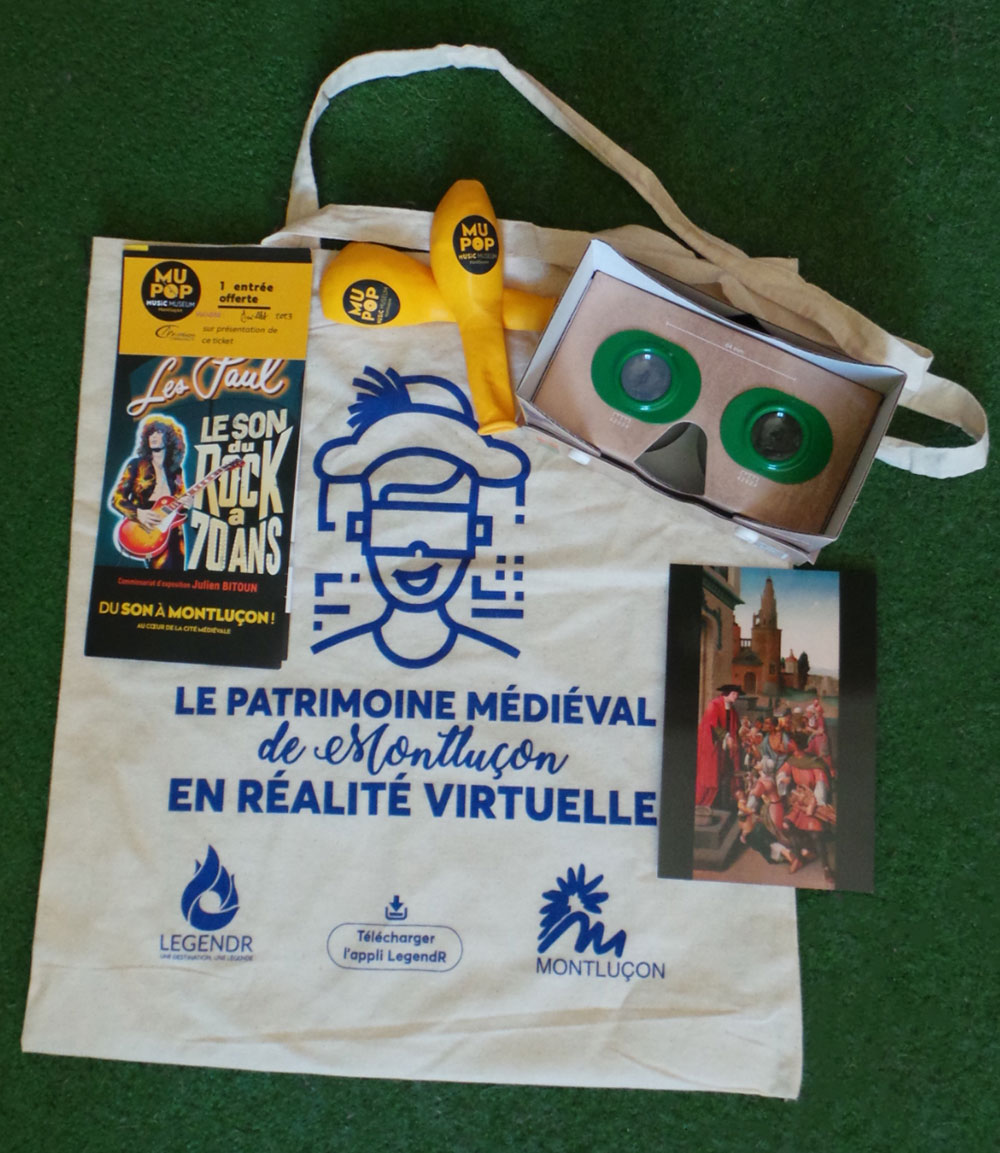 VieuxMontlucon's tweet photo. Pour profiter pleinement de la visite du #VieuxMontluçon avec l'application gratuite @legendrfrance, les lunettes de réalité virtuelle sont arrivées à l'Office de tourisme.
Le pack (5€) comprend également une entrée gratuite pour le #MuPop, une carte postale et 2 ballons https://t.co/xmXq8JJhIc