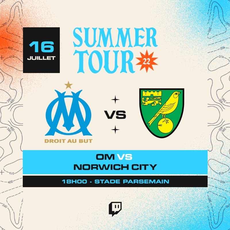 OM_Officiel's tweet photo. 📅 𝗦𝗮𝗺𝗲𝗱𝗶 𝟭𝟲/𝟬𝟳 𝗮̀ 𝟭𝟴𝗵 

Venez soutenir votre équipe pour son 1️⃣er match de préparation ouvert au public 🔥
 
Rendez-vous au 𝗦𝘁𝗮𝗱𝗲 𝗣𝗮𝗿𝘀𝗲𝗺𝗮𝗶𝗻 où nos Olympiens affronteront @NorwichCityFC 👊
 
#OMSummerTour ⎥#OMNCFC