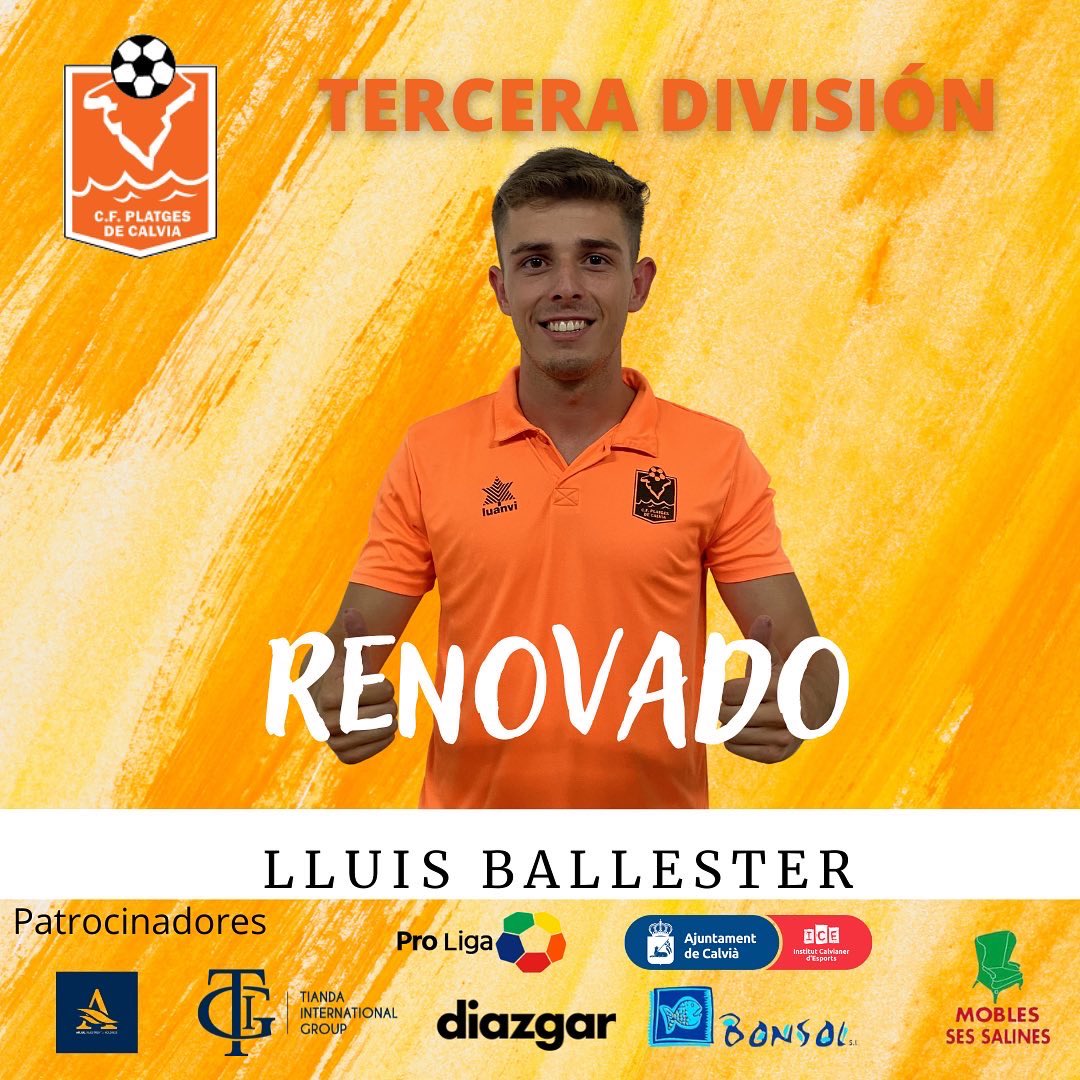 playasdcalvia's tweet photo. #RENOVACION | Los jugadores Lluis Ballester y Christian Diaz renuevan con equipo de tercera ⚽️
.
Ballester es lateral izquierdo y será su segunda temporada 💪
.
Y Christian la temporada pasada estuvo en el juvenil nacional👍🏻
.
Mucha suerte 🧡
.
#tercera #mallorca #magaluf #futbol https://t.co/Mh7pUKPcOE