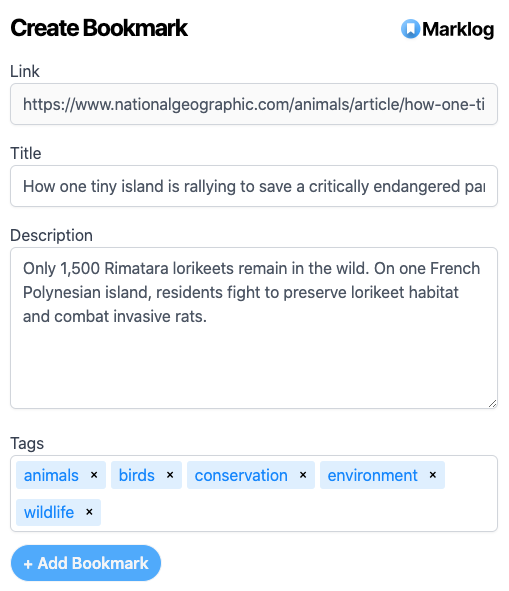 marklogapp's tweet photo. With our browser extension, you can collect links easily and quickly. 

It automatically generates the title, description and tags with AI.

Try it!

https://t.co/mYOfkQ1fp8 https://t.co/LvaBoCQGGz