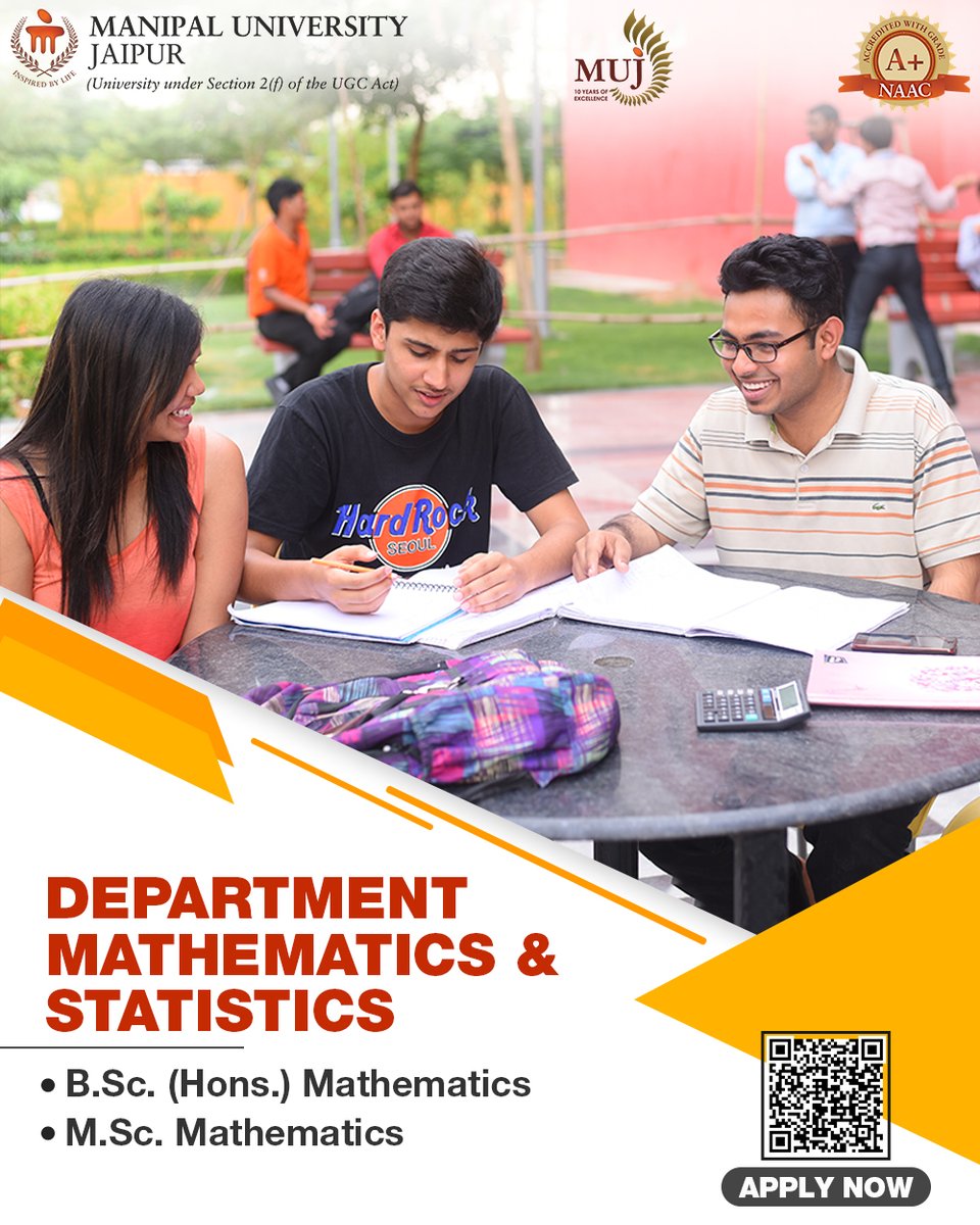 Jaipur_Manipal's tweet photo. #MUJ offers #BSc (Hons.) and #MSc in #Mathematics.
Admissions are open for session 2022-23. For more, please visit https://t.co/xSEGrfpJFb
#ManipalUniversityJaipur #MUJ #AdmissionsOpen #Admissions2022 #Mathematics #Statistics #BSc #MSc #career #Math #Mathcareer https://t.co/nFCQbXiP8v