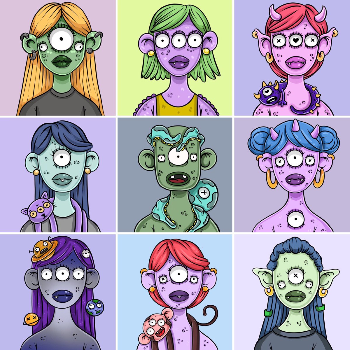 Just look at them 😜 well, very funny monsters of the head🔥🔥🔥
#NFTCommunity #NFTFam #NFTCommuntiy #NFTProject 
.
Price: 0.012 ETH 
.

opensea.io/collection/mon…