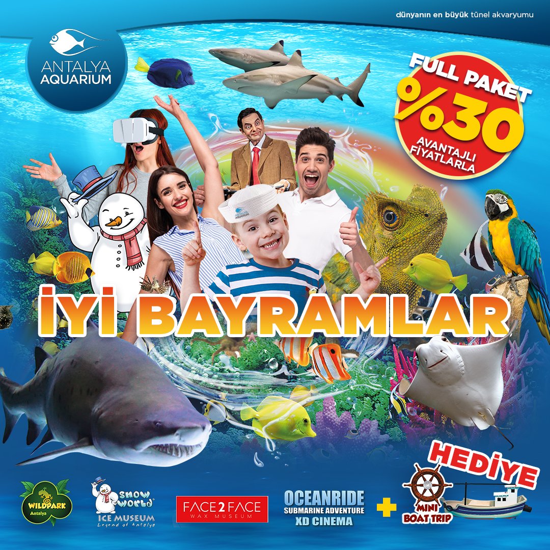 Kurban Bayramınız Kutlu Olsun.

Antalya Aquarium'da görsel şölen ve eğlence bayramda da devam ediyor.
08-17 Temmuz arasında Full Pakette %30'a varan indirimler ve Mini Boat hediye.

Hayal gücünüzü keşfedin. 

#antalya #antalyaaquarium #temapark #shark  #kurbanbayrami #fırsat