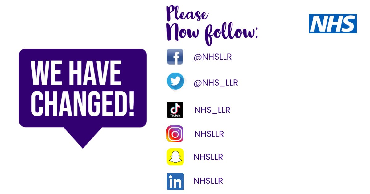 We are now the Leicester, Leicestershire, and Rutland Integrated Care Board (LLR ICB). 

This means that our CCG accounts will no longer be the place to go for our latest news and updates.

Follow our new accounts today! 👇

#YourNHSLLR