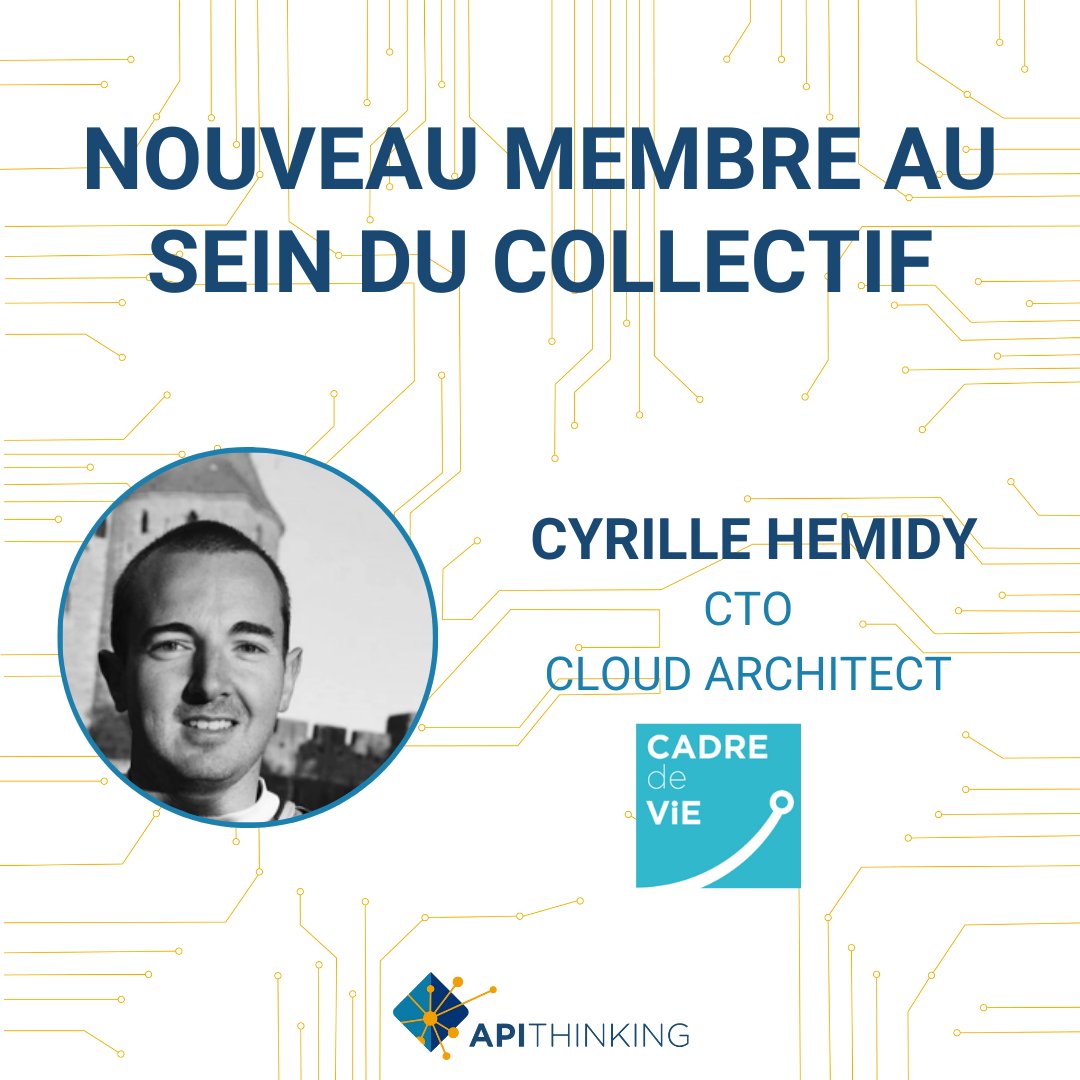 Collectif API Thinking (@apithinking) on Twitter photo Nous accueillons un nouveau membre : Cyrille Hemidy de <a href="/Cadre_de_vie/">Cadre de vie</a>
Cyrille est CTO et Cloud Architect !
N'hésitez pas à liker, commenter, retweeter pour lui souhaiter la bienvenue 😊 Nous accueillons un nouveau membre : Cyrille Hemidy de <a href="/Cadre_de_vie/">Cadre de vie</a>
Cyrille est CTO et Cloud Architect !
N'hésitez pas à liker, commenter, retweeter pour lui souhaiter la bienvenue 😊