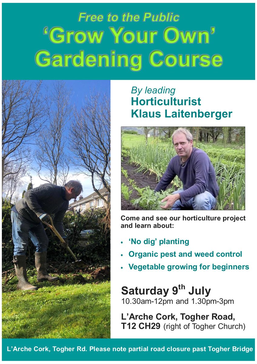 Lovely opportunity to learn how to grow some of your own produce with the superb @KLaitenberger at @larche Cork this Saturday, FREE & open to the public, sessions morning & afternoon @corkfs @GayProjectIRL @CorkHealthyCity @GardenTogher @CorkCityPPN @glenkingfisher