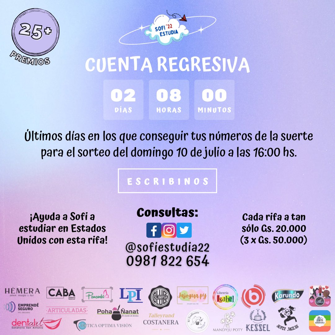 SofiEstudia22's tweet photo. 📢 ¡Iniciamos la cuenta regresiva al sorteo!
No te quedes sin tus números de la suerte 🍀 https://t.co/FiZAAzsima