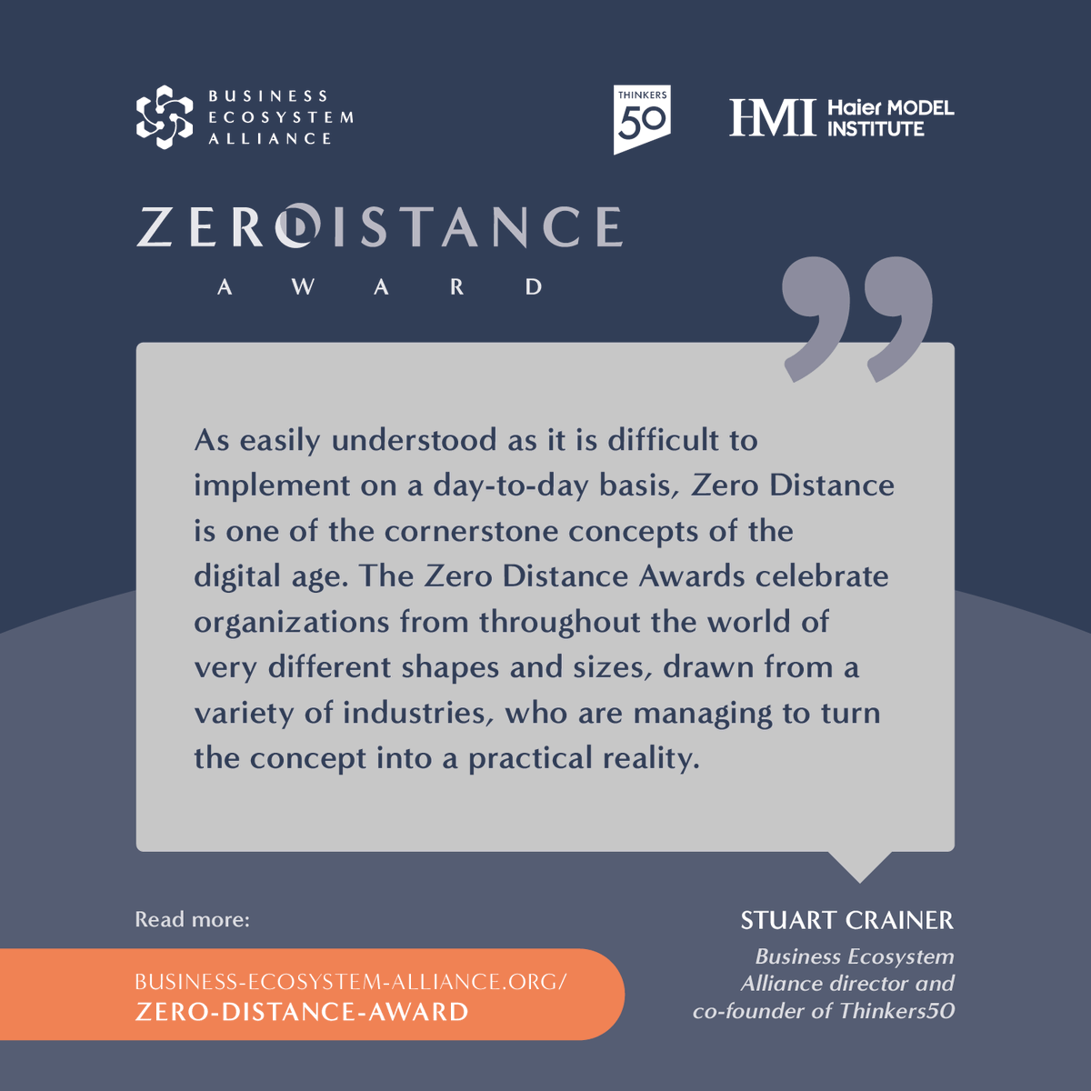 thinkers50's tweet photo. The concept of Zero Distance was introduced by the #HaierGroup. It emphasises the connection between the business and the end-user or customer.
Who do you think should win this year's Zero Distance Award? Submit your nomination via: https://t.co/YOokFXDxWE @Biz_Ecosystem https://t.co/MUIOY53qyZ