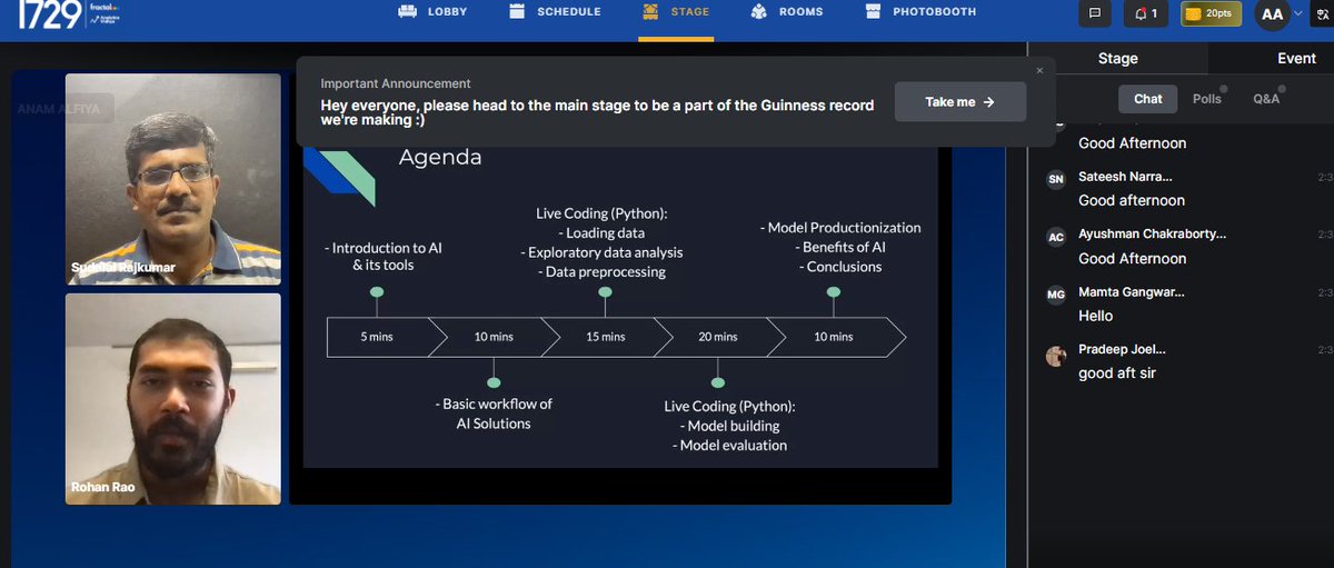 data_science_95's tweet image. Got a chance to attend most unique experience. Thanks to #fractalanalytics #fractal.

#itshappening  #1729AI