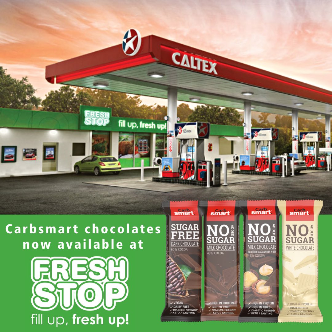 GREAT NEWS!!!
Carbsmart chocolates are now also available at select FreshStop stores nationwide!

Carbsmart chocolates are:
✔️Maltitol Free
✔️Banting / Keto
✔️Diabetic Friendly
✔️Sugar Free &amp; No Added Sugar Options
✔️Vegan Option

#FreshStop #worldchocolateday
