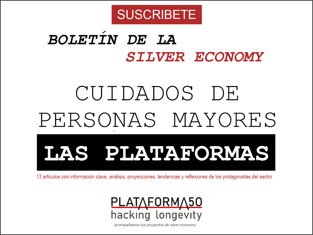 El 10 de julio sale el Boletín de la Silver Economy, con un monográfico sobre la digitalización de los cuidados y las plataformas.

Suscríbete👉 plataforma50.net/suscripcion-al……

#SilverEconomy

#Plataforma50 #EconomiaPlatejada #Mayores #dependencia #cuidados #newsletter #startups