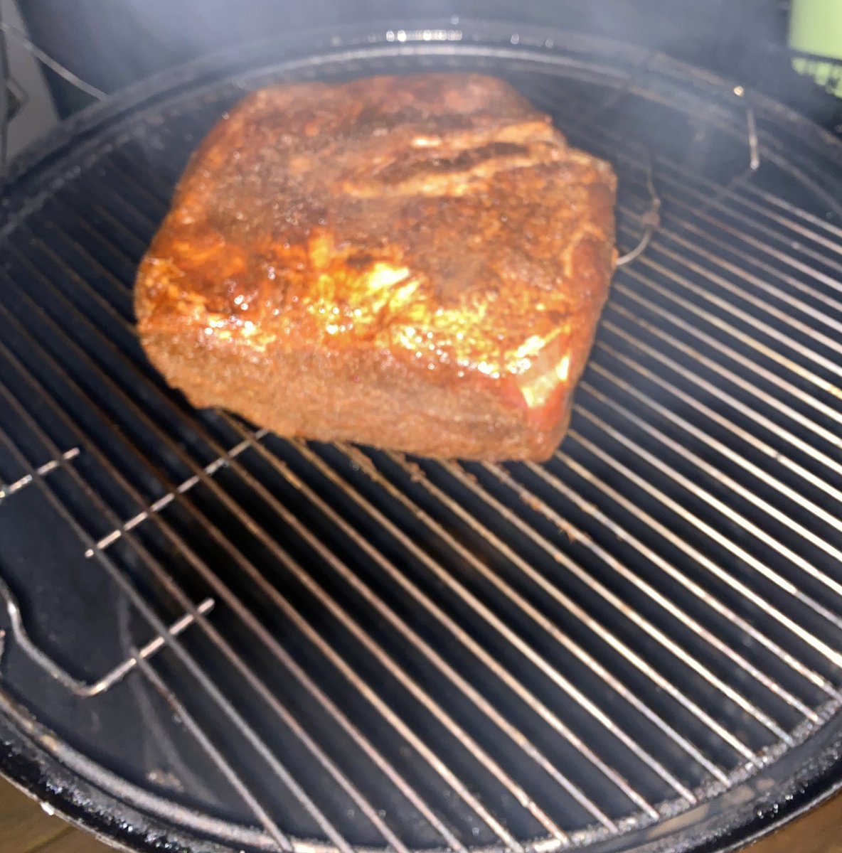 Nothing like a little smoke to start the day! <a href="/WeberGrills/">Weber Grills</a> On my favorite Weber!