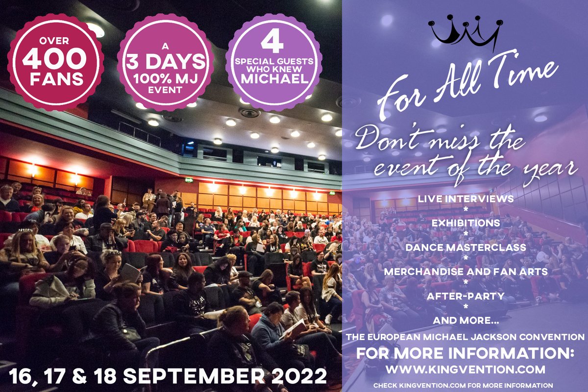 kingvention's tweet photo. Michael Jackson Fans! Don't miss the event of the year on September 16, 17 & 18, 2022. For more information and tickets: https://t.co/mdYeNIY9ZB
#MichaelJackson #MJFam #Thriller40 #MJEvent #MJConvention https://t.co/3wPWUyPM7W
