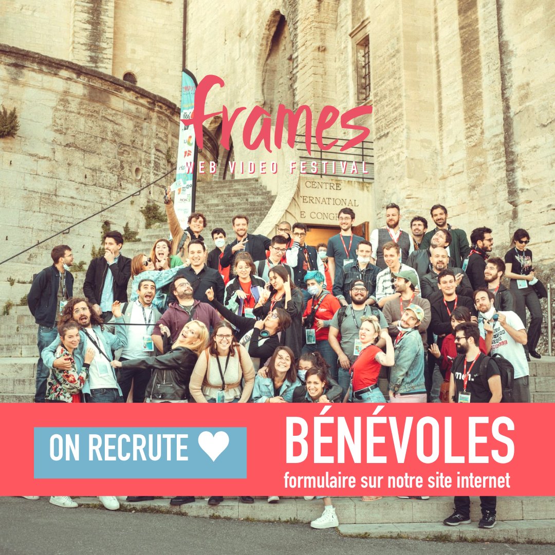 FramesAvignon's tweet photo. RECRUTEMENT BENEVOLES 💟
Tes missions si tu l'acceptes :
🎥 Passer un week-end 100% dédié à la création web
🤝 Full rencontres sympatchiiiques
🌎 Dans les plus jolis coins d'Avignon
👑 Rejoindre les coulisses du Frames
Pour t'inscrire ▶ https://t.co/VgXe5qCAY5 https://t.co/8zcTMIdrdM
