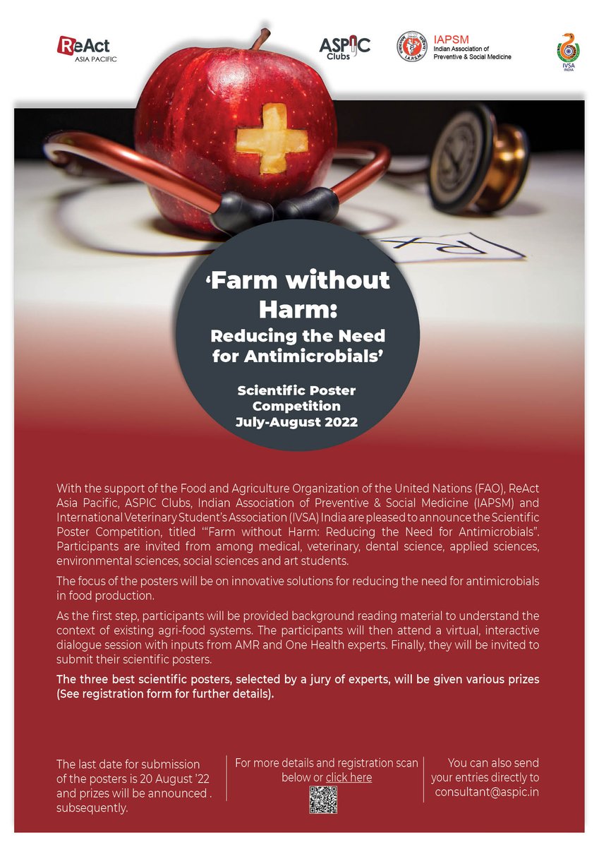 ASPIC clubs (@aspicclubs) on Twitter photo Launching scientific #PosterCompetition‘Farm without Harm:Reducing the Need for #Antimicrobials' with support of the Food and Agriculture Organization of the UN <a href="/FAO/">Food and Agriculture Organization</a>,<a href="/reactgroup/">ReAct - Action on Antibiotic Resistance</a> AsiaPacific,<a href="/AspicClubs/">ASPIC clubs</a> <a href="/IAPSM_India/">Indian Association of Preventive & Social Medicine</a> & <a href="/IvsaIndia/">IVSA India</a> for students in Asia.<a href="/SaSuperbugs/">Superheroes against Superbugs</a> <a href="/pilimat/">Philip Mathew</a> Launching scientific #PosterCompetition‘Farm without Harm:Reducing the Need for #Antimicrobials' with support of the Food and Agriculture Organization of the UN <a href="/FAO/">Food and Agriculture Organization</a>,<a href="/reactgroup/">ReAct - Action on Antibiotic Resistance</a> AsiaPacific,<a href="/AspicClubs/">ASPIC clubs</a> <a href="/IAPSM_India/">Indian Association of Preventive & Social Medicine</a> & <a href="/IvsaIndia/">IVSA India</a> for students in Asia.<a href="/SaSuperbugs/">Superheroes against Superbugs</a> <a href="/pilimat/">Philip Mathew</a>