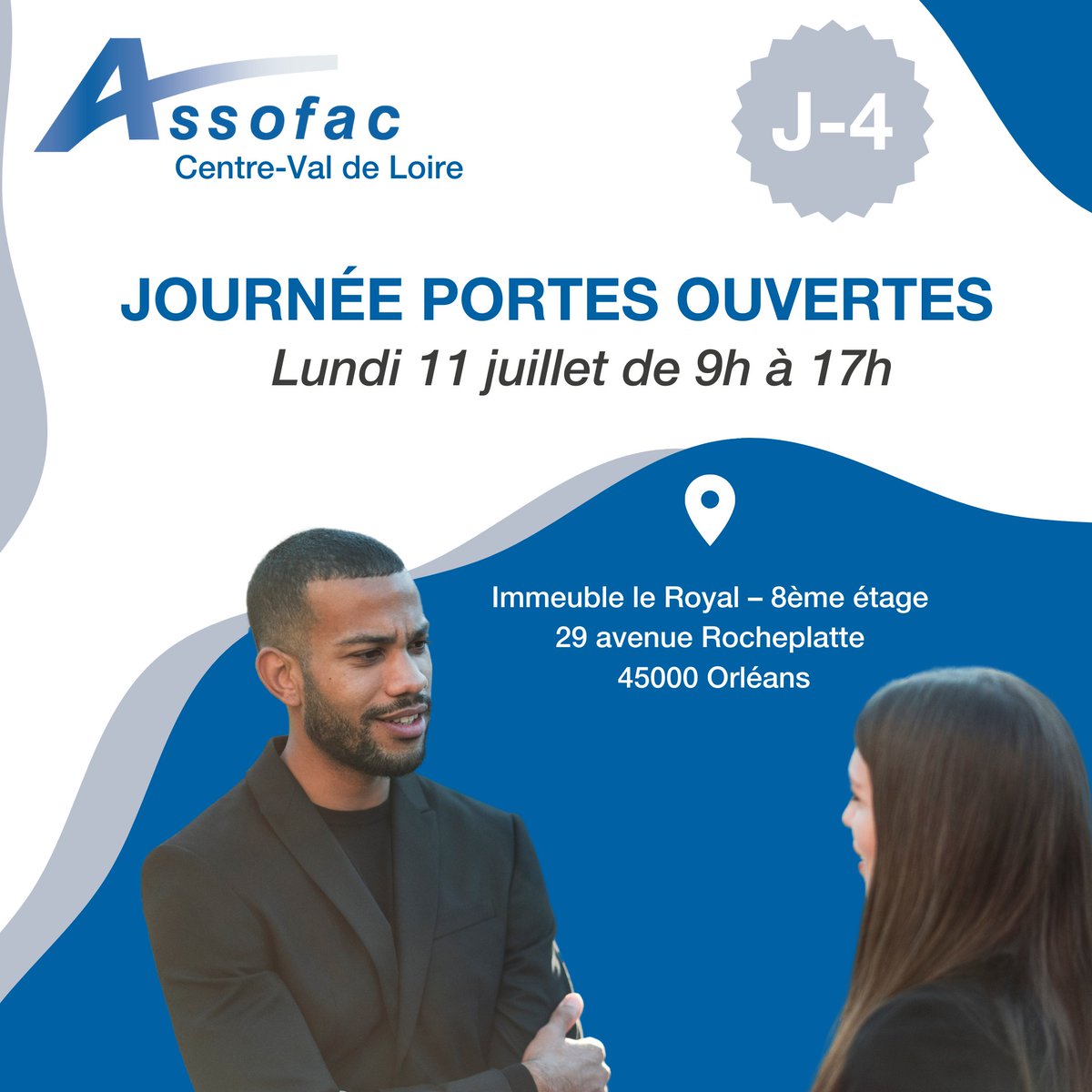 [JPO] Notre centre d'Orléans, organise une Journée Portes Ouvertes, ce lundi 11 juillet de 9h à 17h. L'occasion parfaite de rencontrer notre équipe et découvrir nos formations. 😉

👉 Pour en savoir + et s'inscrire, c'est par ici : assofac-regioncentre.org/inscription-as…

#formpro #OF #formation