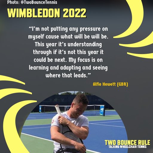 Hands up if you’re #Wimbledon #wheelchairtennis ready Kicking off the action on ct14 will be an all-Brit QF between 2 of 🇬🇧 finest - Alfie Hewett & Gordon Reid Check out what Alfie had to say to us before he took to the grass of Wimbledon ⬇️⬇️⬇️ twobounceruletennis.com/2022/07/06/wim…