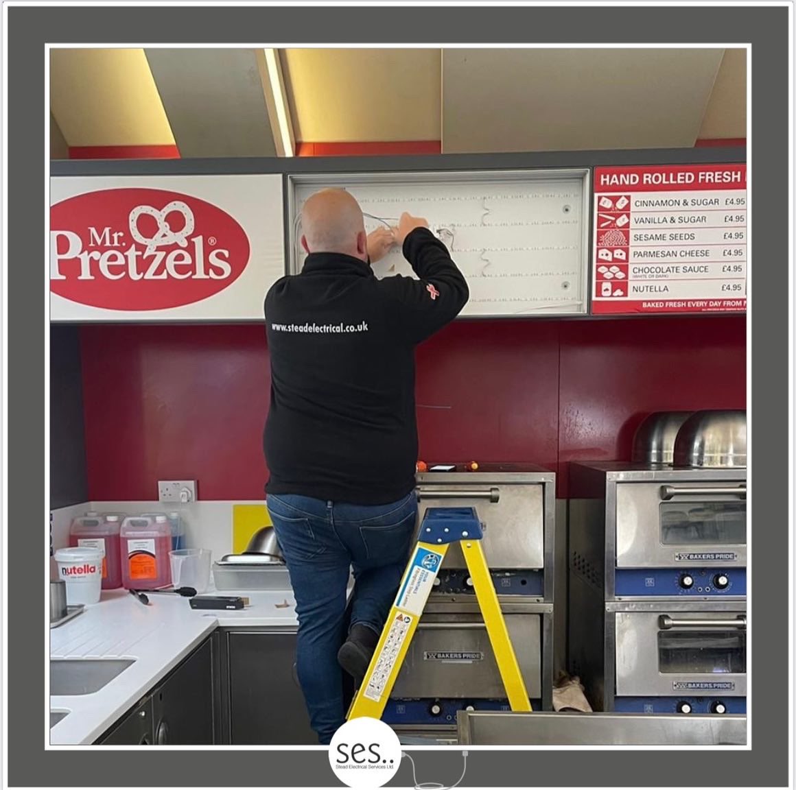 SteadElectrical's tweet photo. The LED signage lights at @MrPretzelsUk in @TweetBluewater are back up and working 💡🥨
Materials supplied by @YESSSElectrical
#electrician #mrpretzel #steadelectrical #yessselectrical #signlighting #led https://t.co/fNdYDRovyf