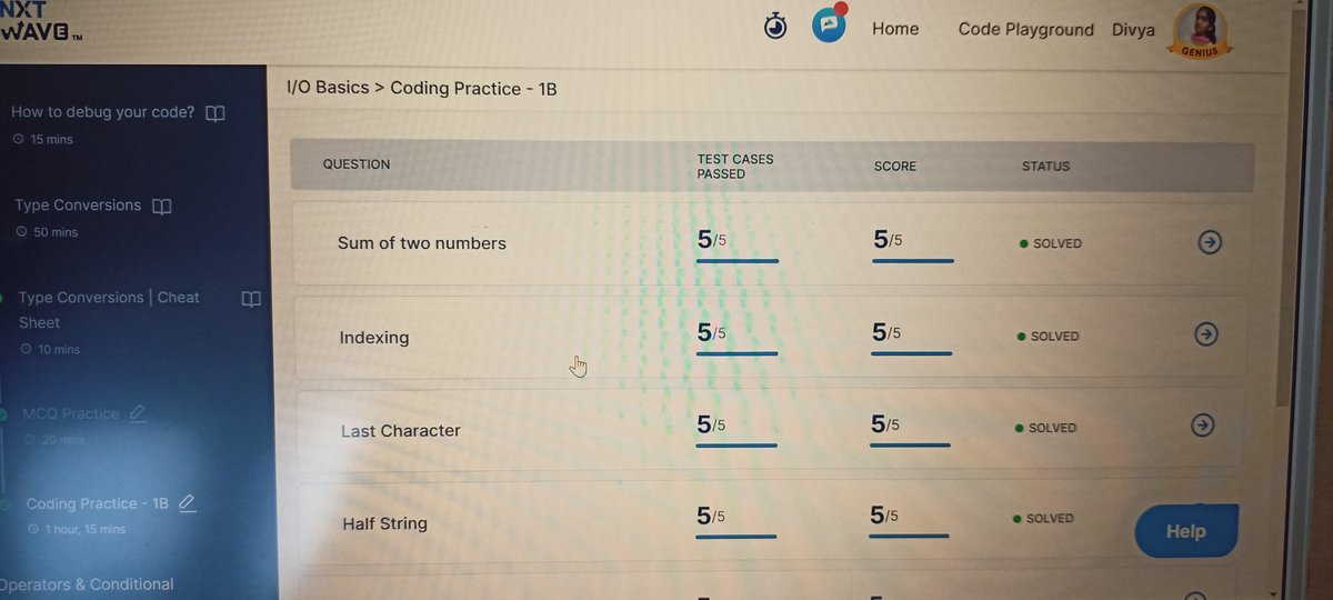Divya_Vaddam's tweet photo. I have completed coding practice assignment questions in python #1hourofcode #nxtwave #ccbp https://t.co/htEzoYvH45