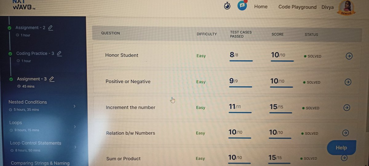 Divya_Vaddam's tweet photo. I have completed coding practice assignment questions in python #1hourofcode #nxtwave #ccbp https://t.co/2LVMEe30Aj