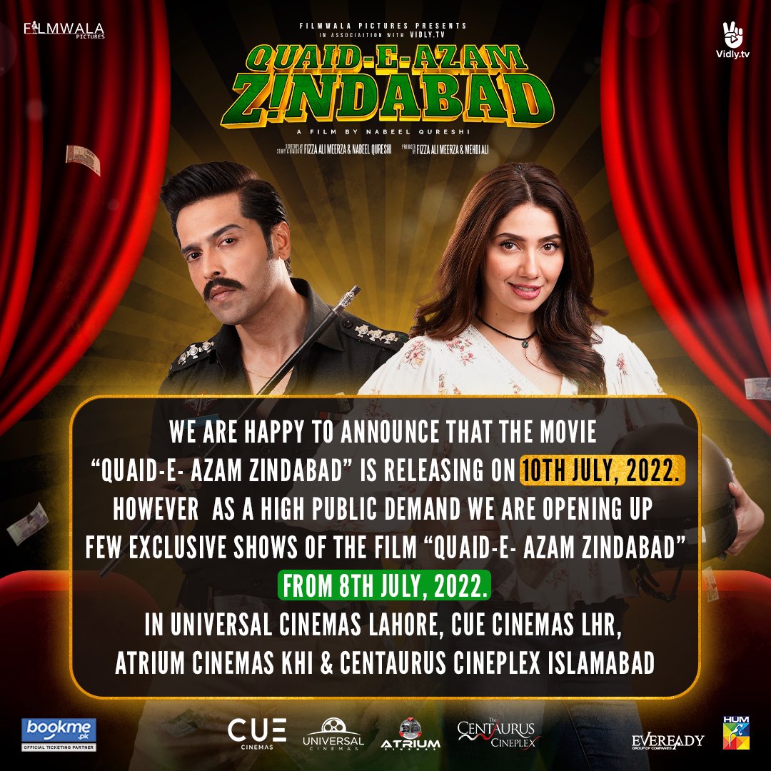 nabeelqureshi's tweet photo. Khaas shows aap ke liye ! Releasing tomorrow exclusively #quaideazamzindabad @fahadmustafa26 @TheMahiraKhan https://t.co/5HmskwnZ3D